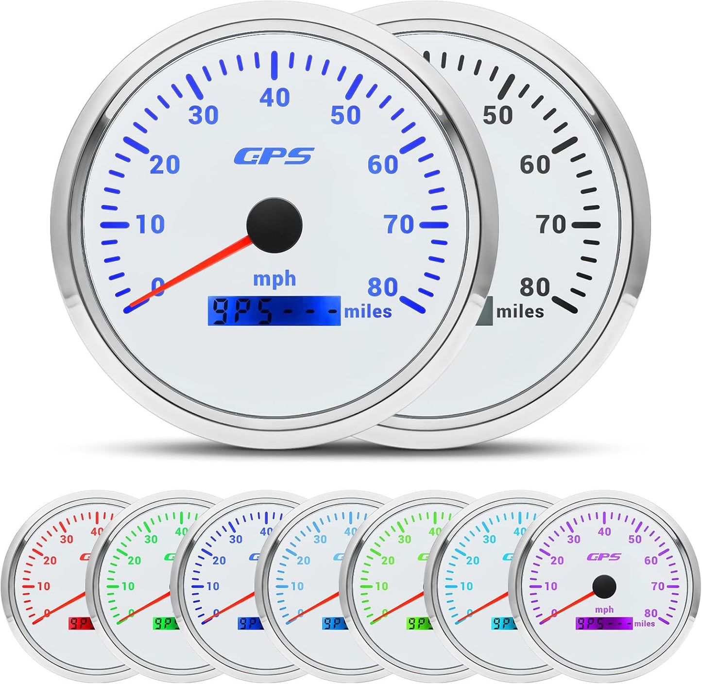 Velocímetro GPS barco 4.33" 80mph antena auto marino blanco