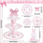 2 Pzas Lazo Rosa Soporte Cupcakes Tema Coquette