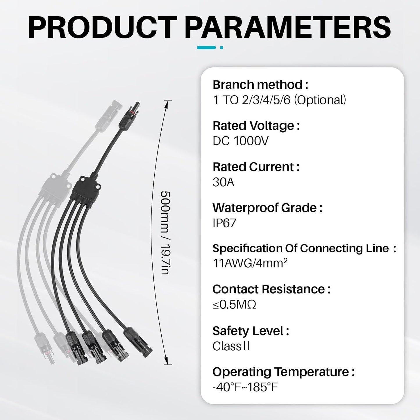 Conector panel solar adaptador Y 4 a 1 30A 1000V IP67