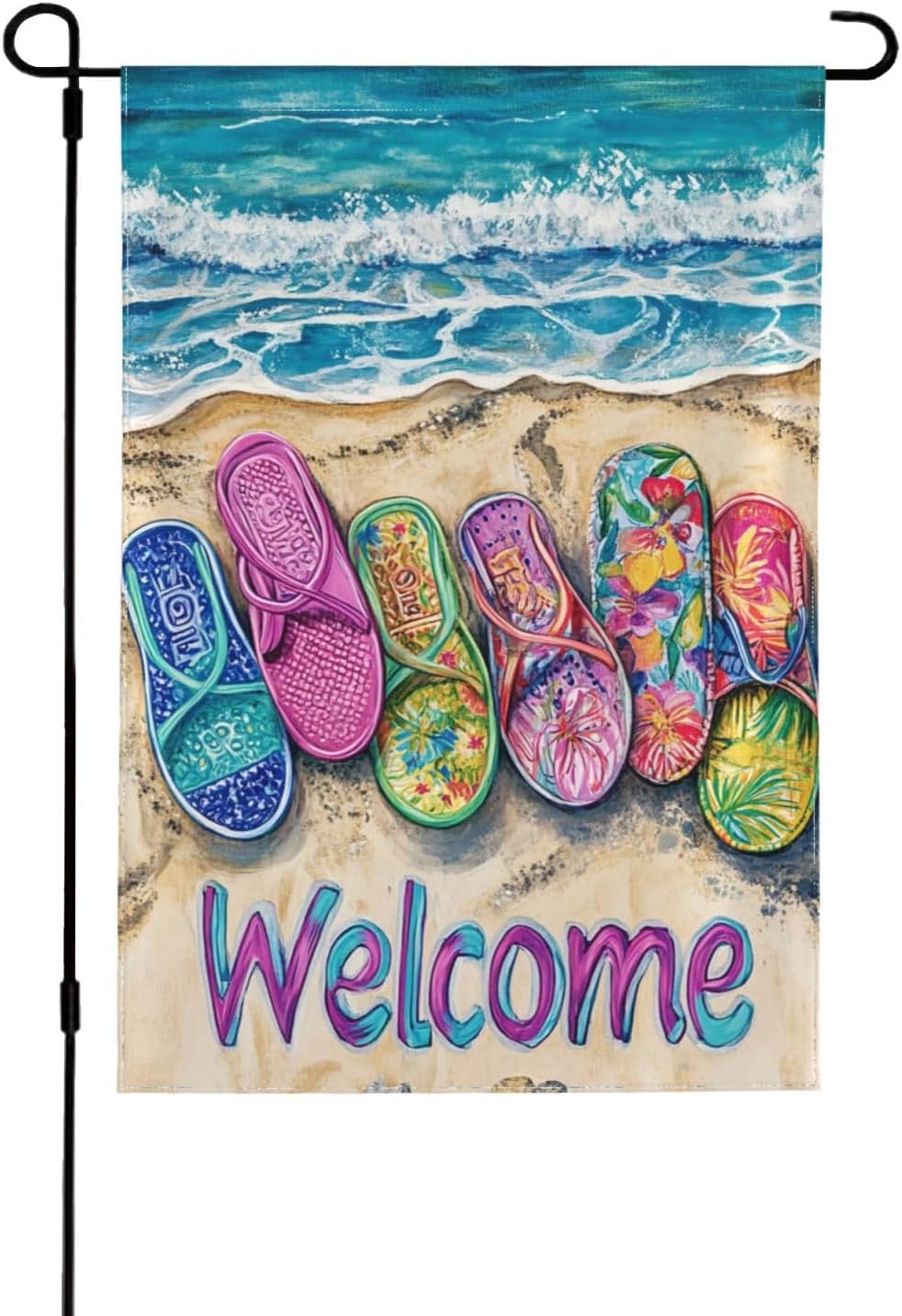 Bandera de playa doble cara 12.5x18" burlap para jardín