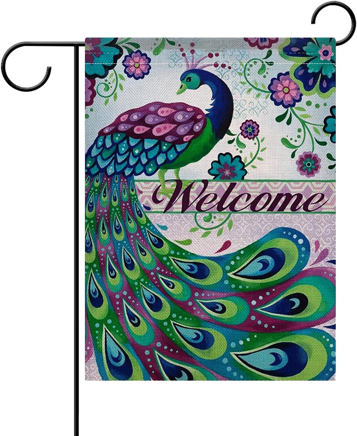 Bandera jardín pavo real primavera verano diseño margaritas