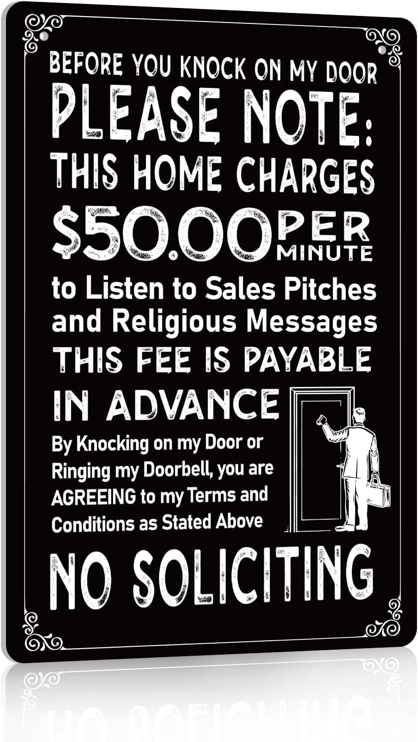 Letrero No Solicitar Puerta Hogar 8x12ft Resistente Agua