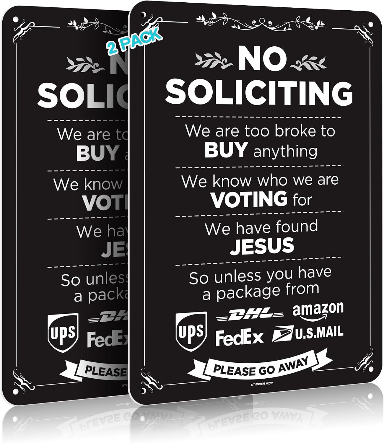 2 Carteles No Solicitar 8x5pulg PVC Resistente Sol