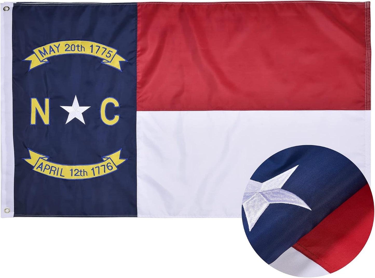 Bandera NC 4x6ft poliéster resistente bordada con ojales