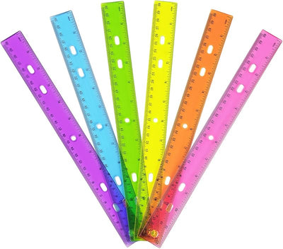 Reglas plástico transparente 12pulg métricas para niños