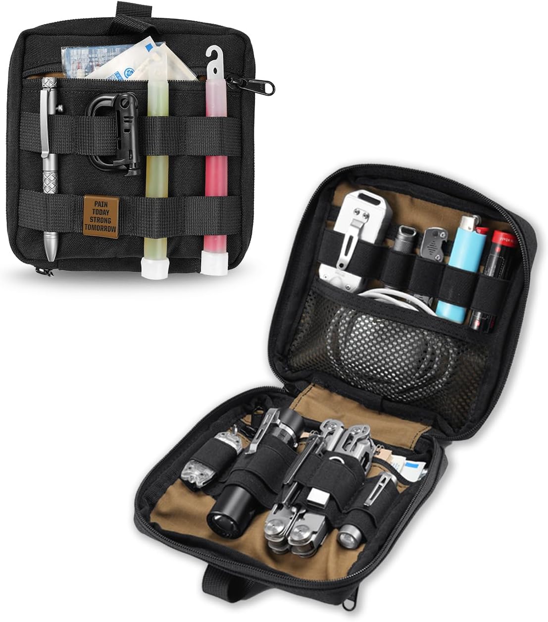 Bolsa táctica EDC 500D con 2 clips Molle negro