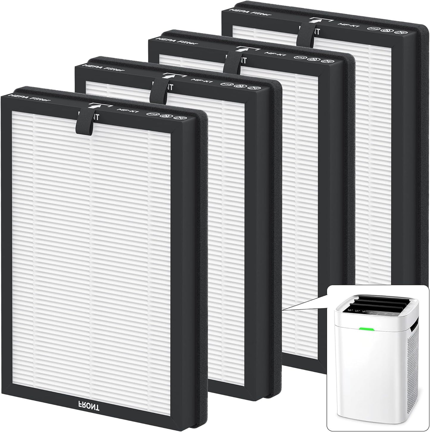 4 Filtros Comp Purificador H13 HEPA para Hogar 2600ft²