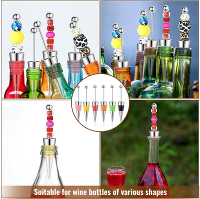 12 Tapones Vino con Cuentas Reutilizables para Regalos y Eventos