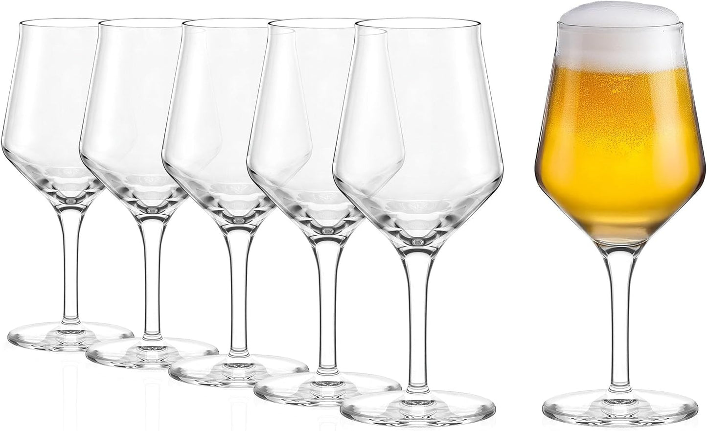 Set 6 vasos cristal tulipán 13oz elegantes para pils