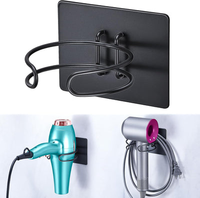Soporte secador pared autoadhesivo baño negro
