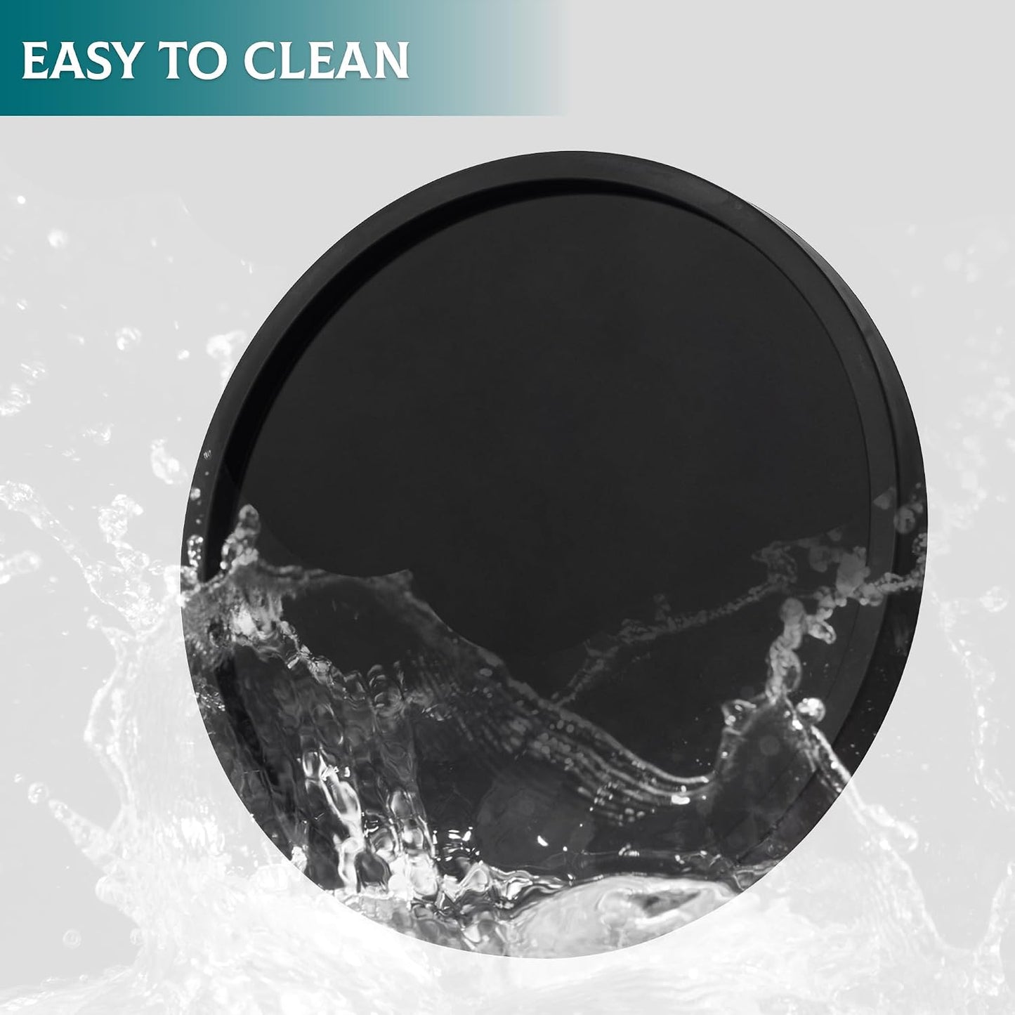 Bandeja silicona redonda para baño y cocina 8" color negro