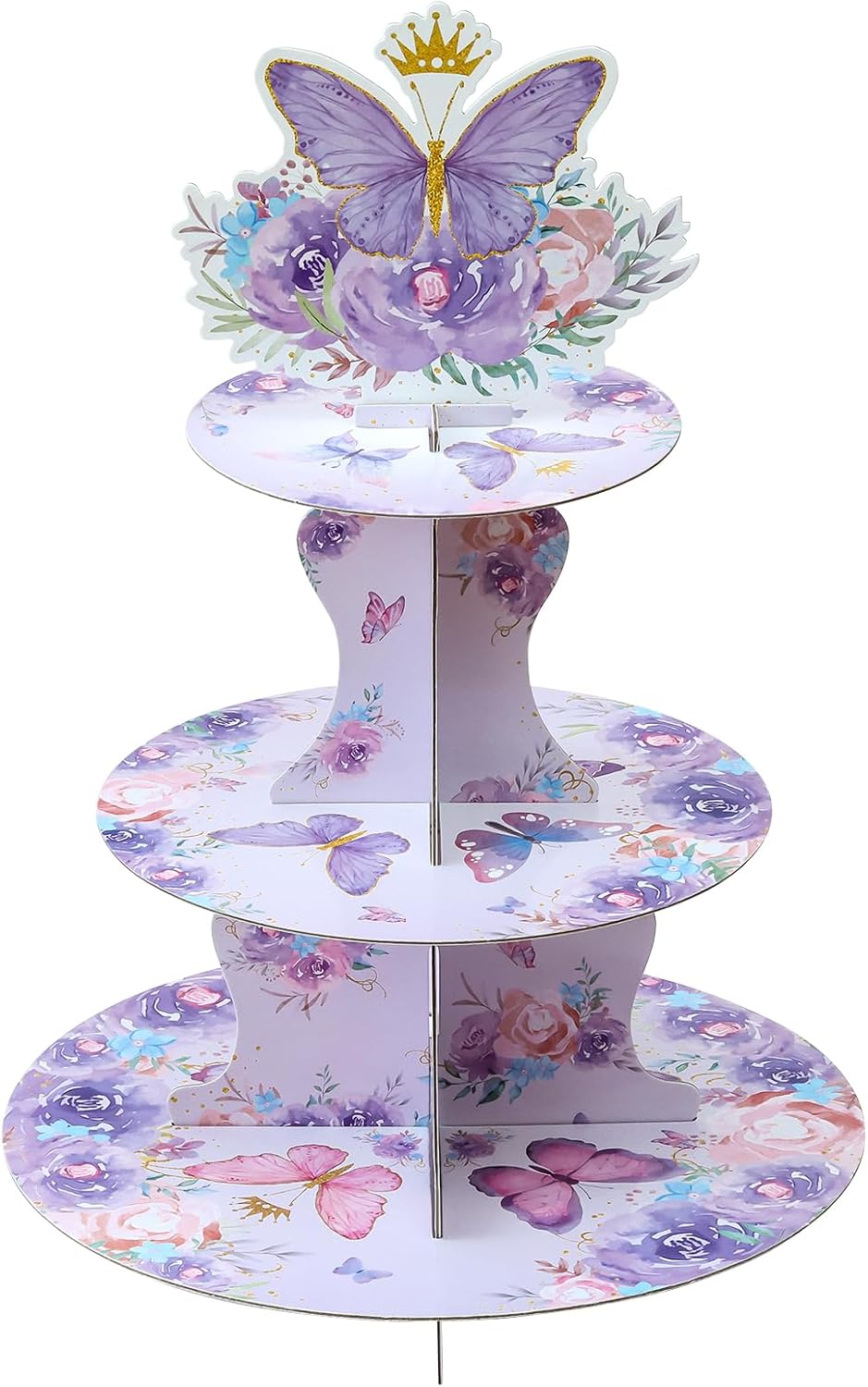 Soporte cupcakes 3 niveles temática floral para fiestas