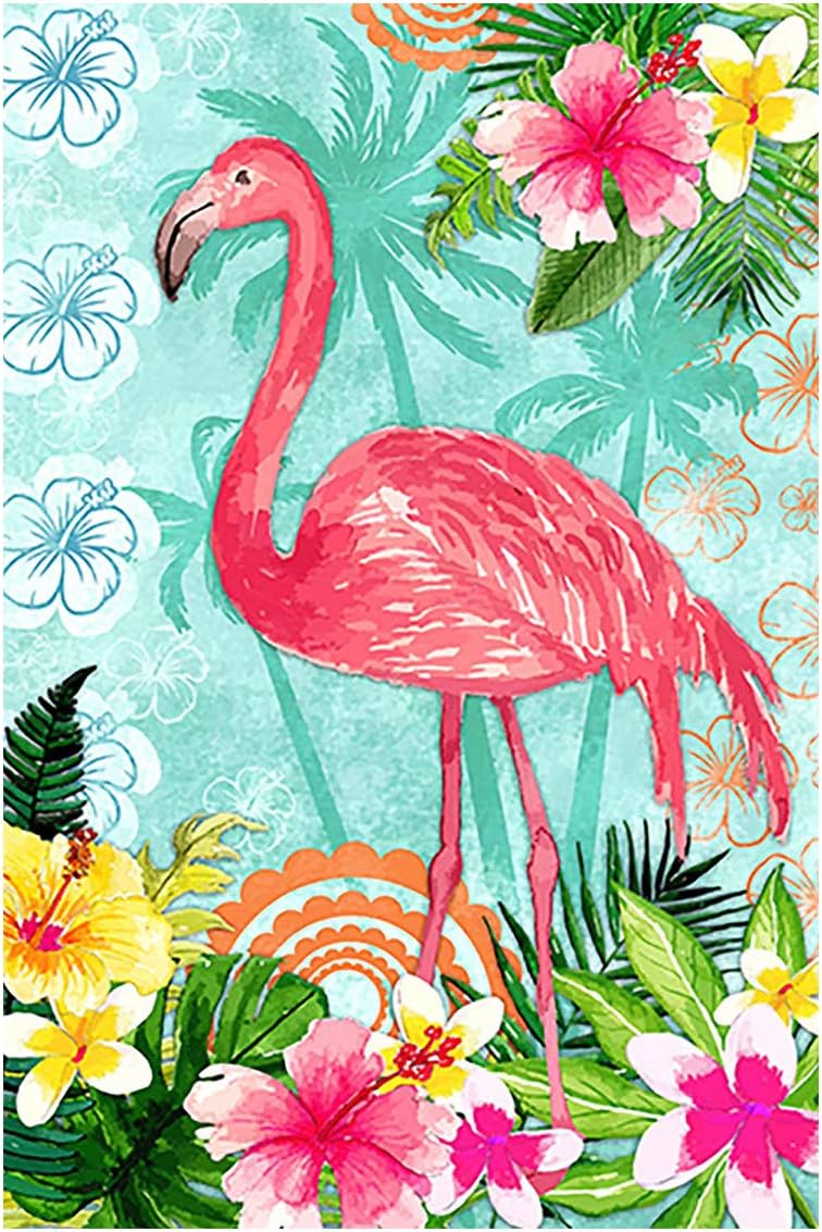 Bandera jardín flamencos doble cara 12x18" azul