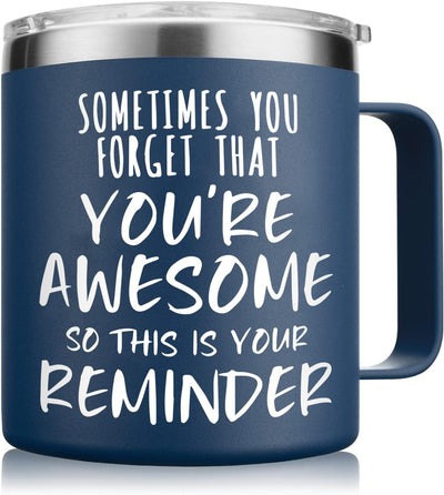 Taza café acero inox aislada 14oz regalo azul marino