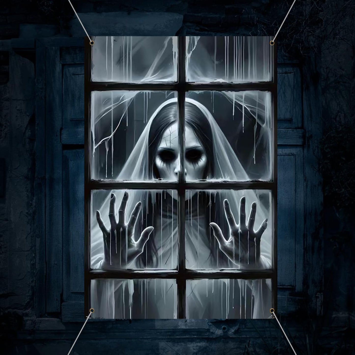 Cortinas fantasma ojos blancos halloween