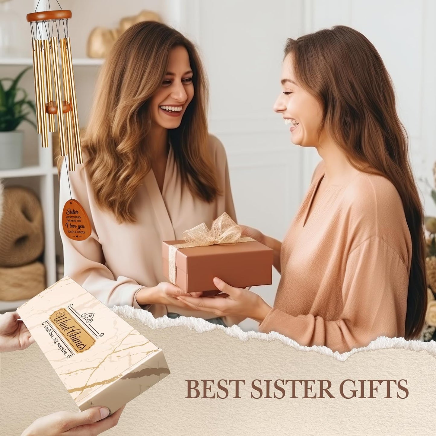 Campanillas de viento 25.5" regalo hermanas y amigas