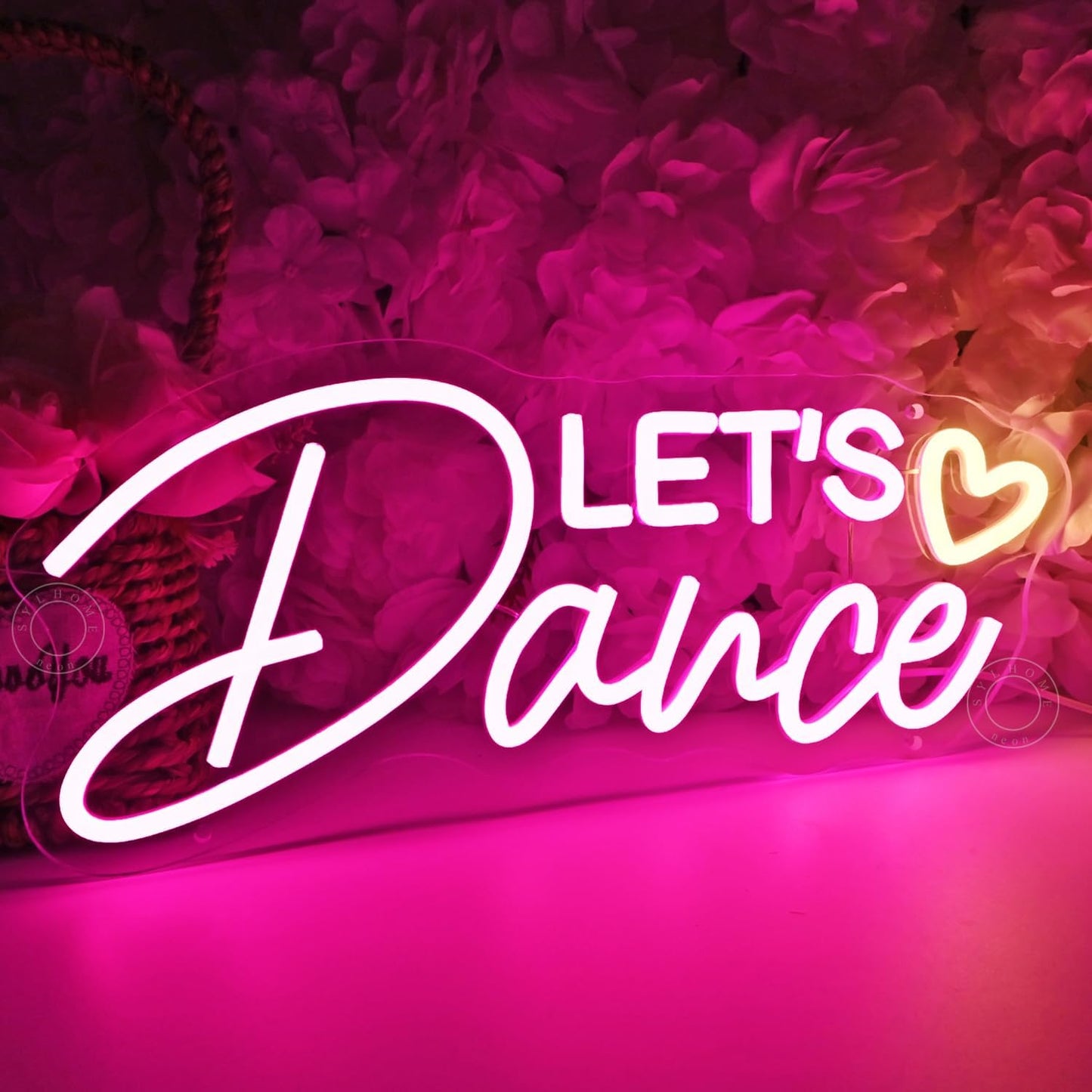 Letrero LED neón Let's Dance corazón decoración pared