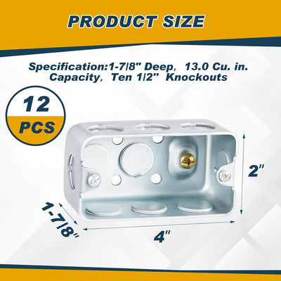 12 Cajas Conexión Eléctrica Metal 4x2pulg Acero Galvanizado