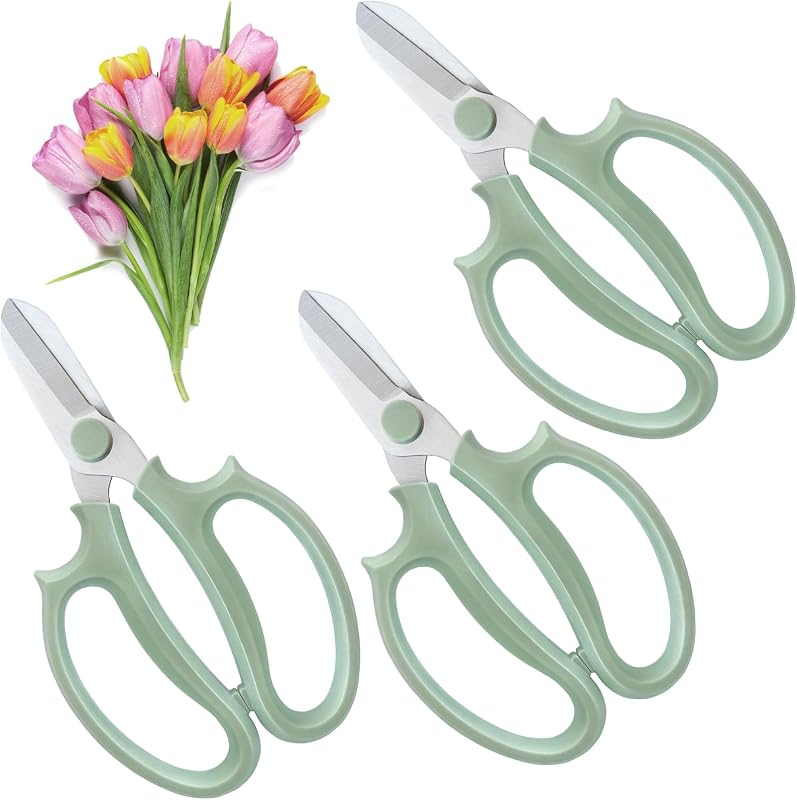 Tijeras florales acero inox 3 pzas para jardín y frutas