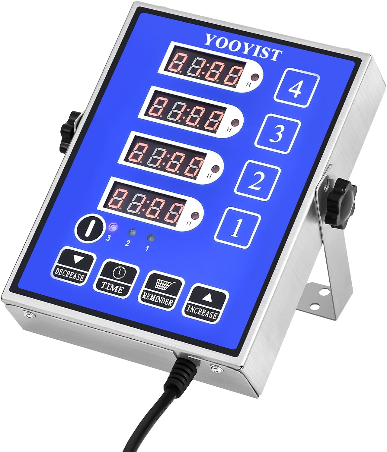 Temporizador cocina digital 4 canales acero inox LED azul