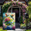 Bandera jardín hortensias colibríes 12x18pulg doble cara