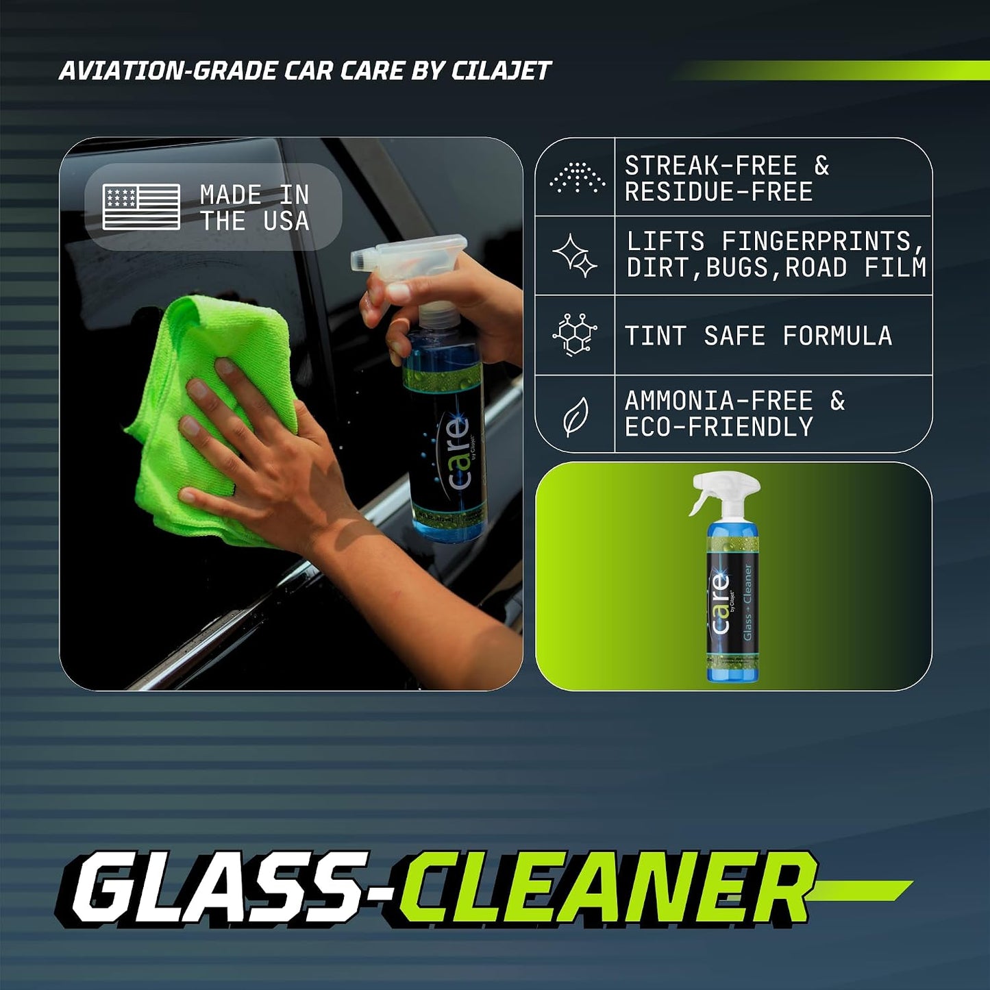 Spray limpiador vidrios auto sin rayas 16oz