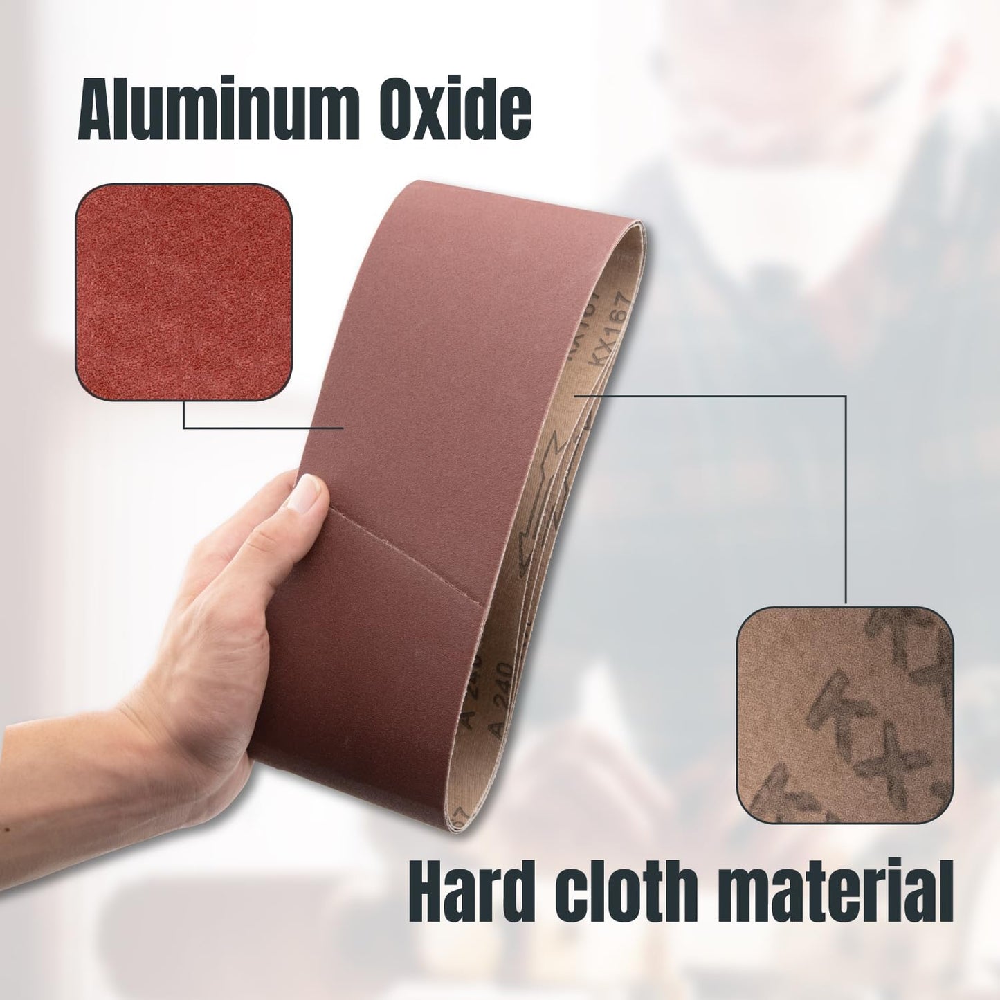 Cinta lijado 3x21pulg 60 granos aluminio 10 uds
