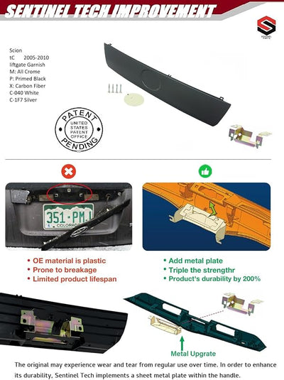 Manija puerta trasera Scion TC 05-10 placa metal
