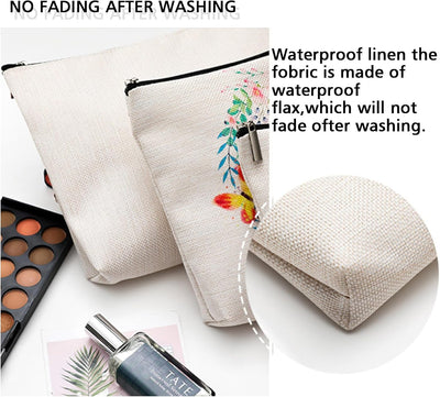 Bolsa maquillaje cristiana con versículos florales beige