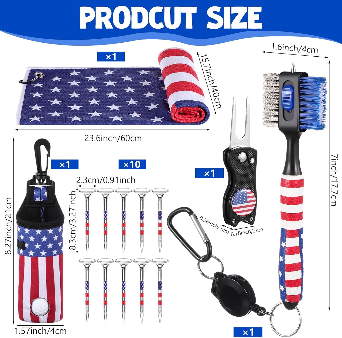 Kit 15 Accesorios Golf Bandera Toalla Bolsa Pelota Divot