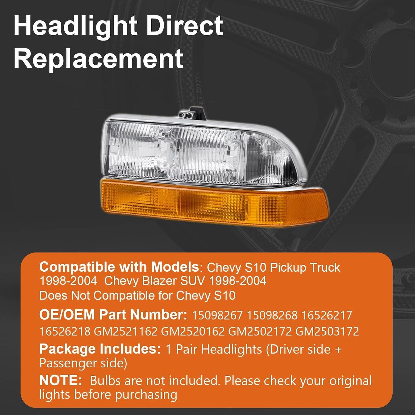 Faros delanteros comp Chevy S10/Blazer 98-04 mismo color