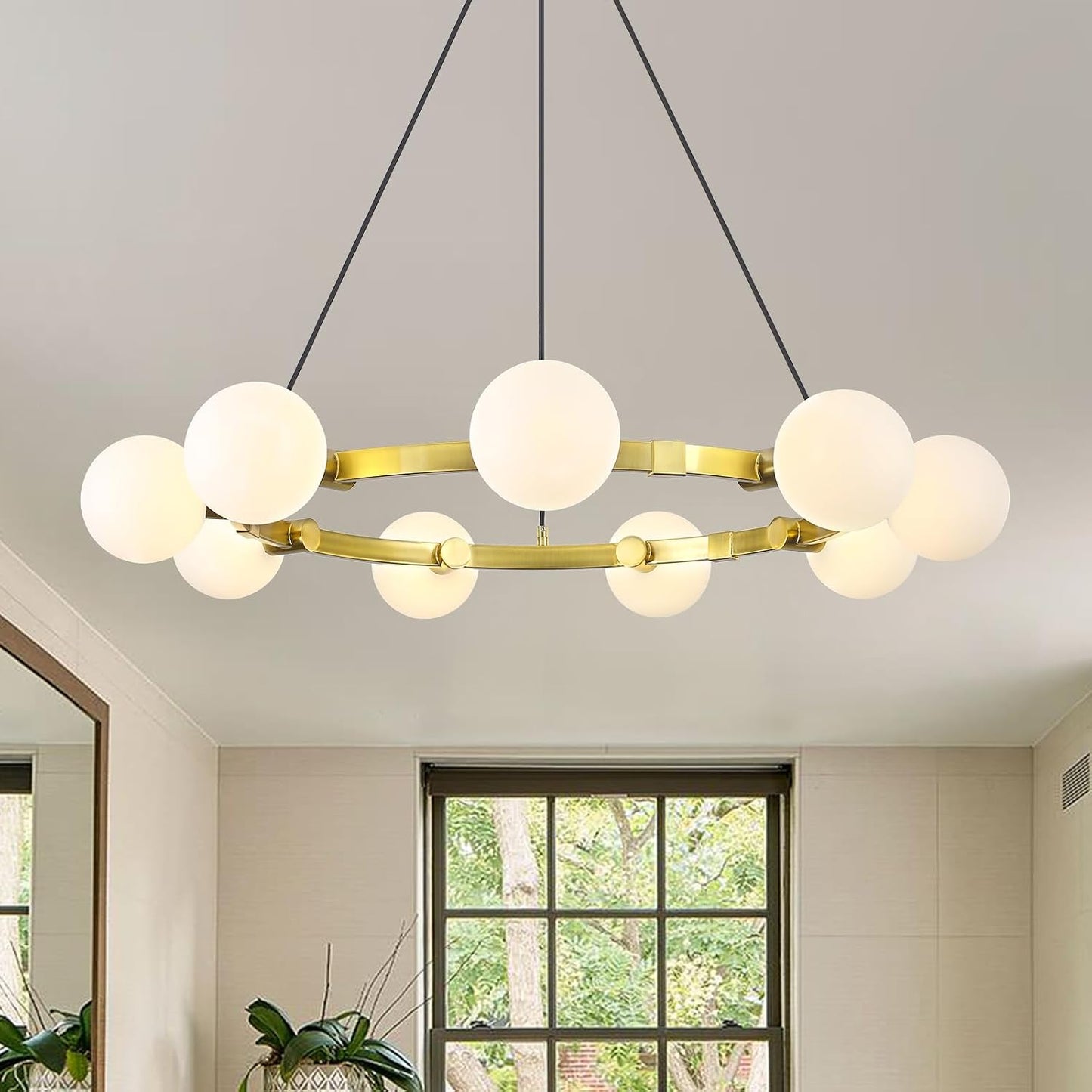 Candelabro Sputnik latón 9 luces lámpara techo sala cocina