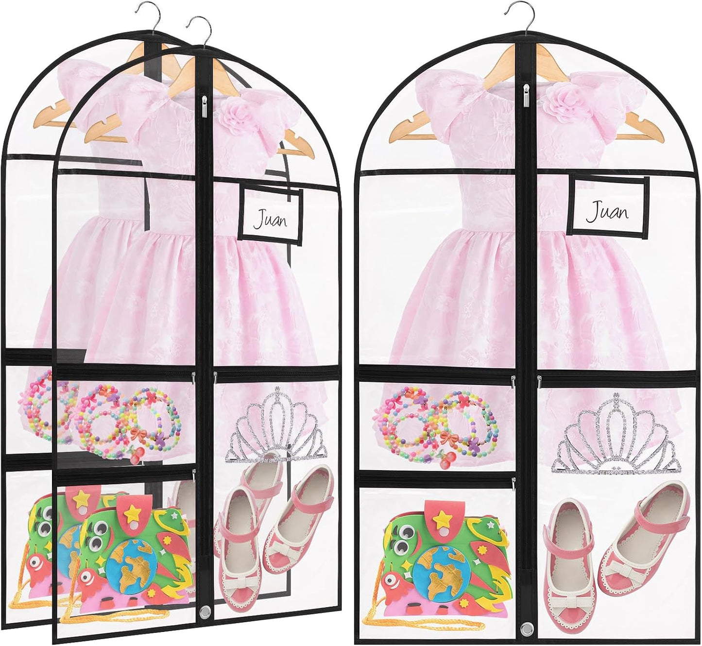 8 Bolsas PVC transparente para disfraces 40" con 3 bolsillos