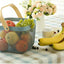 Cesta malla acero colgante cocina baño picnic con mango bambú