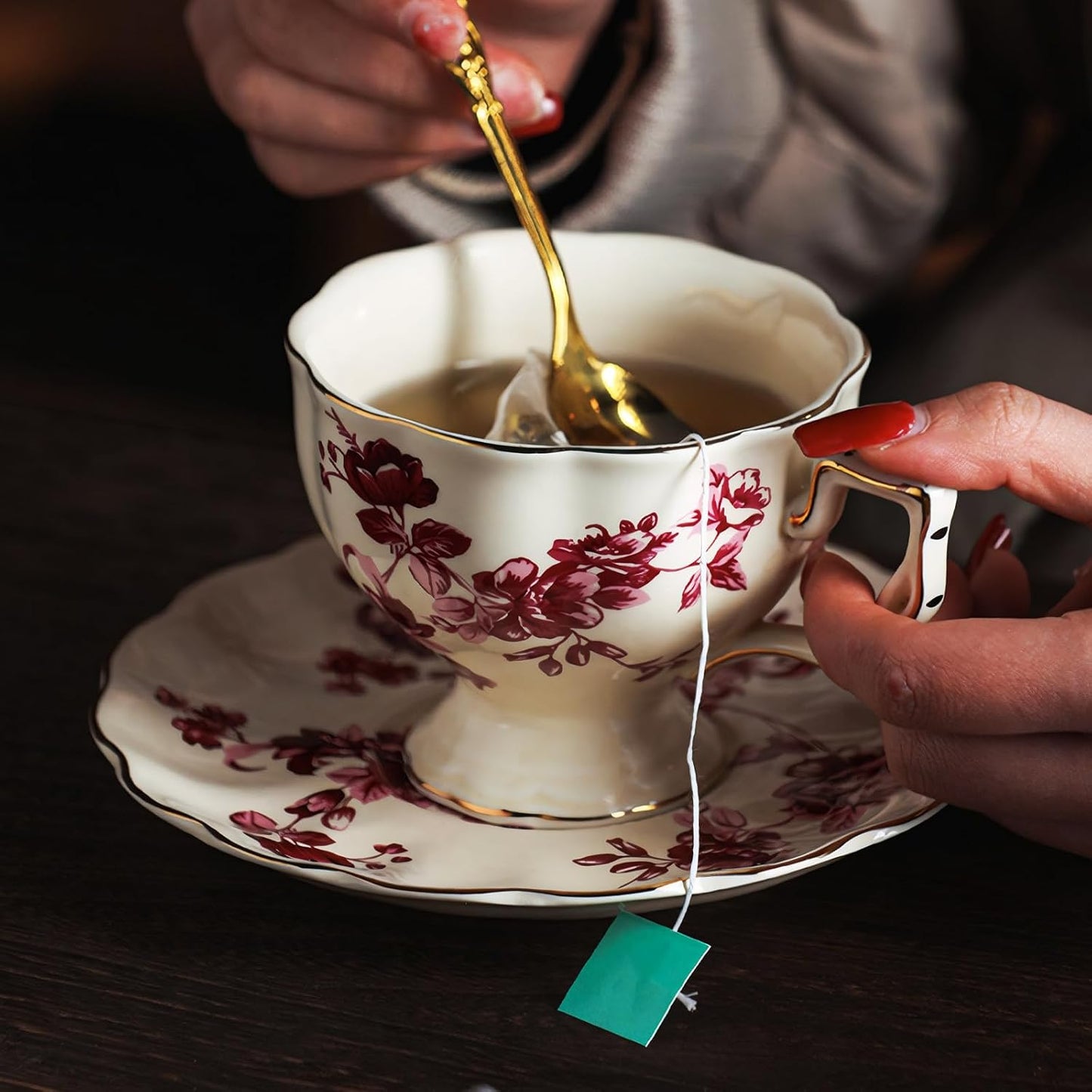 Set 2 Tazas Té Platillos Cerámica 7oz Expreso Apilables