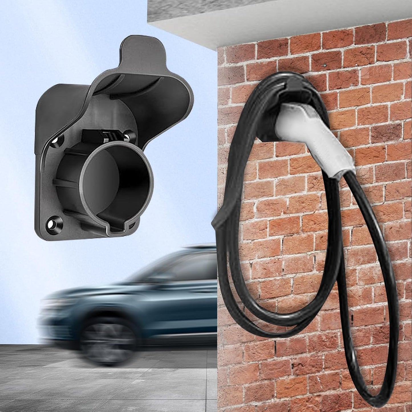 Soporte cargador EV pared funda cables base enchufe coche