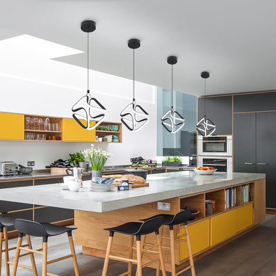 2 Lámparas Colgantes LED Negro 6000K Isla Cocina