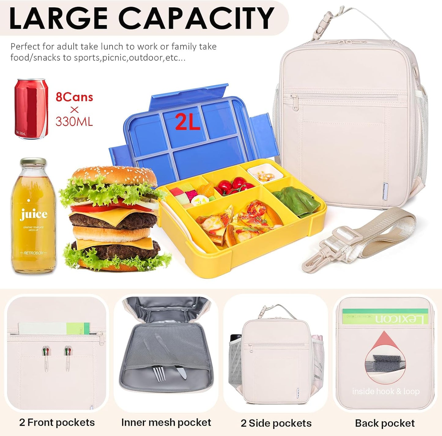 Bolsa almuerzo nylon niños impermeable con enfriador