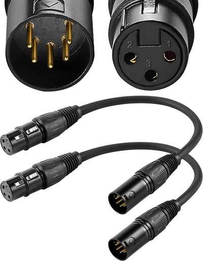Adaptador DMX 3 hembra a 5 macho 10'' paquete 2