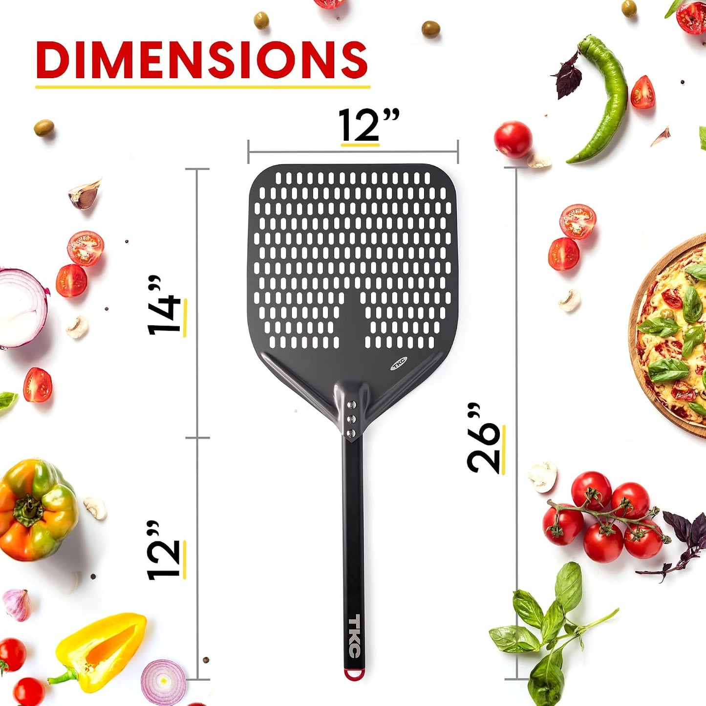 Pala perforada pizza metal 12pulg comp Ooni negro