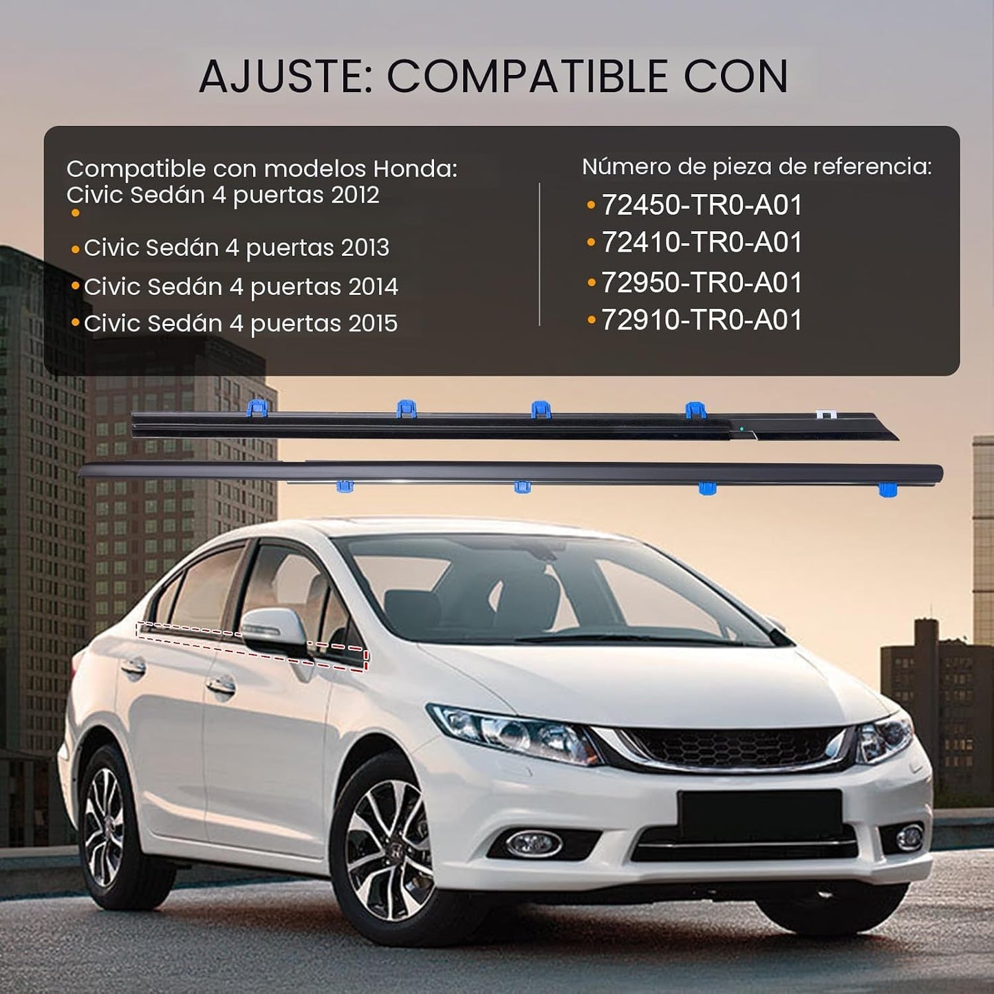 Cinta sellado ventanas auto Honda Civic 2012-2015