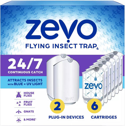 Trampa insectos voladores 2 bases enchufables 6 cartuchos