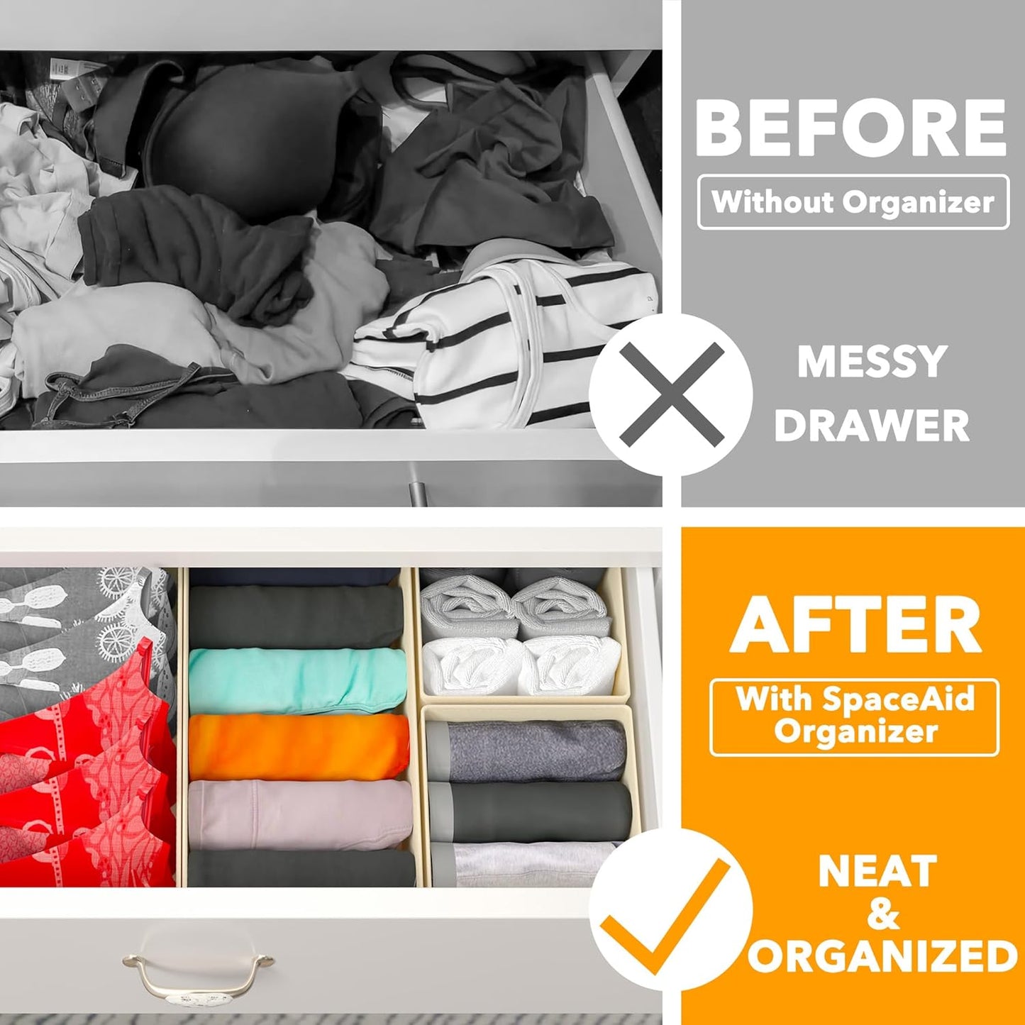 Organiz. cajones 12 pzas para ropa bebé y closet