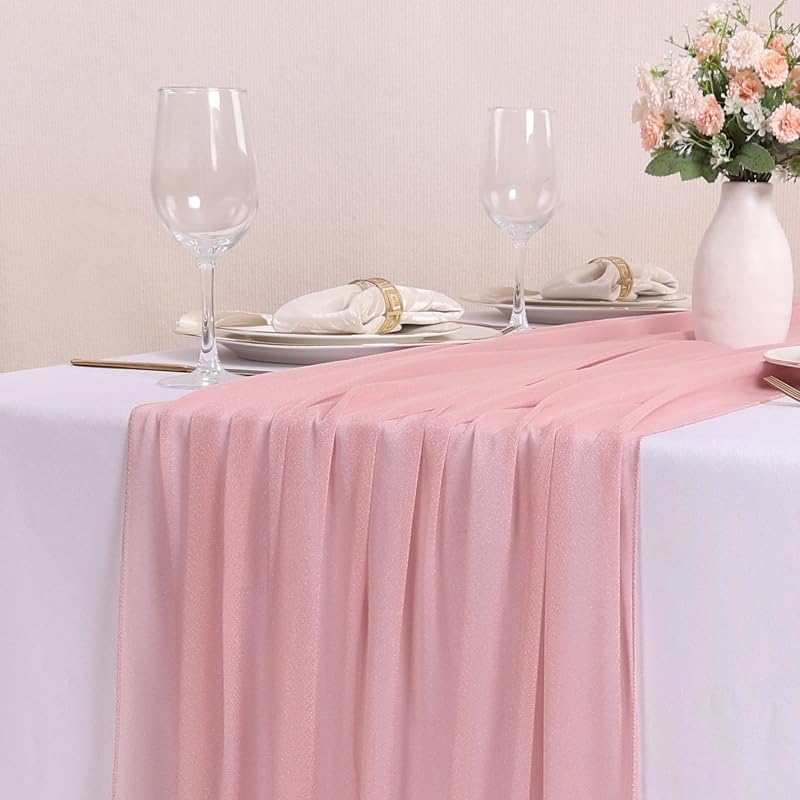 Camino mesa gasa rosa polvorienta 30x120pulg decoración bohemio