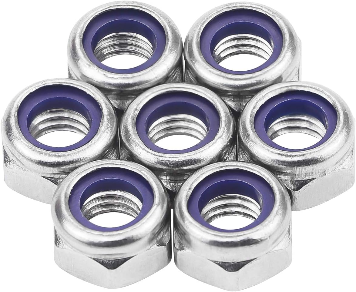 Tuercas hex M6 acero inox 304 con nailon autoadhesivas 50 pzas
