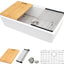 Fregadero cocina blanco 30pulg cuarzo con repisa granito