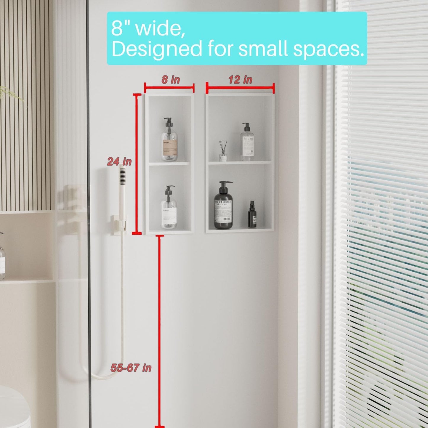 Estante ducha acero inox 24x8pulg blanco