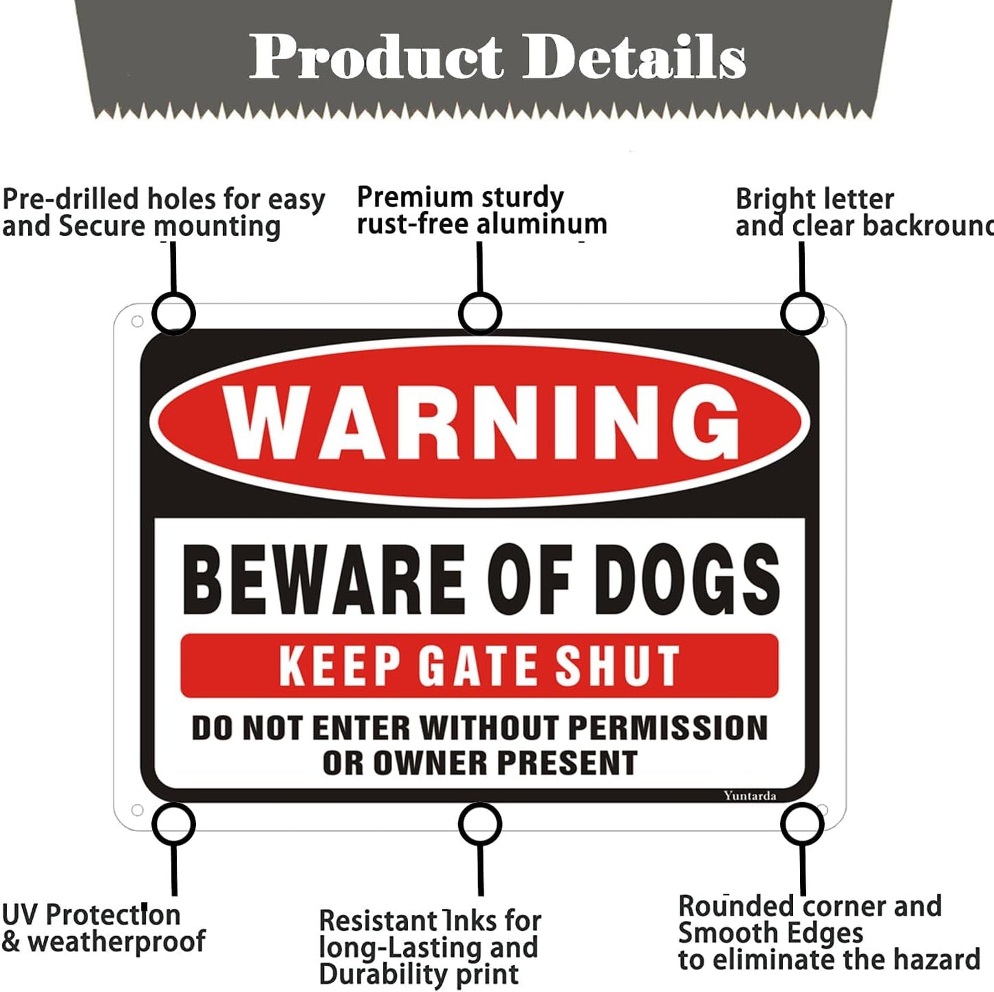 2 Letreros Metal Reflectante Beware of Dog No Entrar 10x7"
