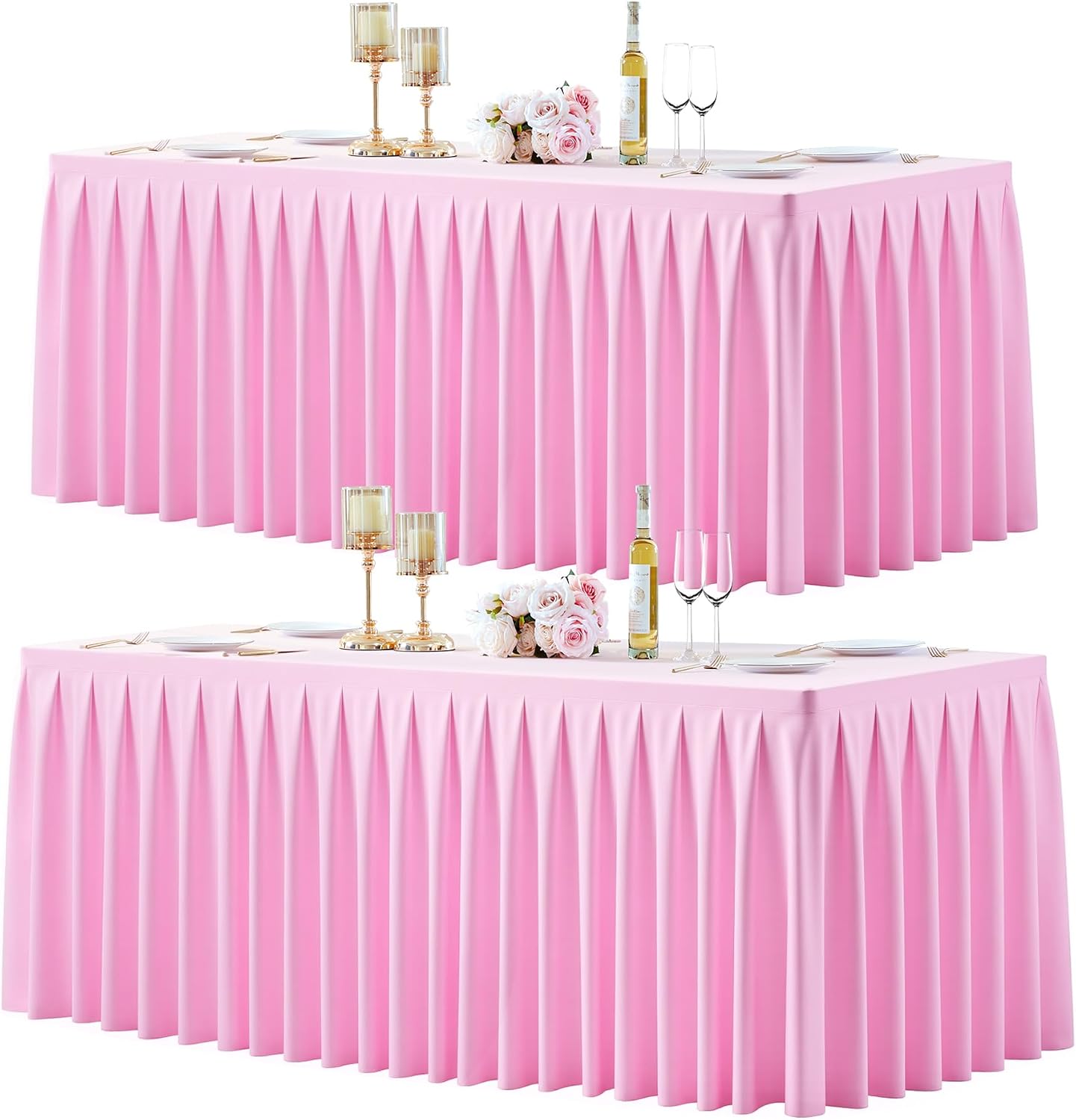 2 Manteles Elastano 8ft Rosa Ajustable Mesa Banquete