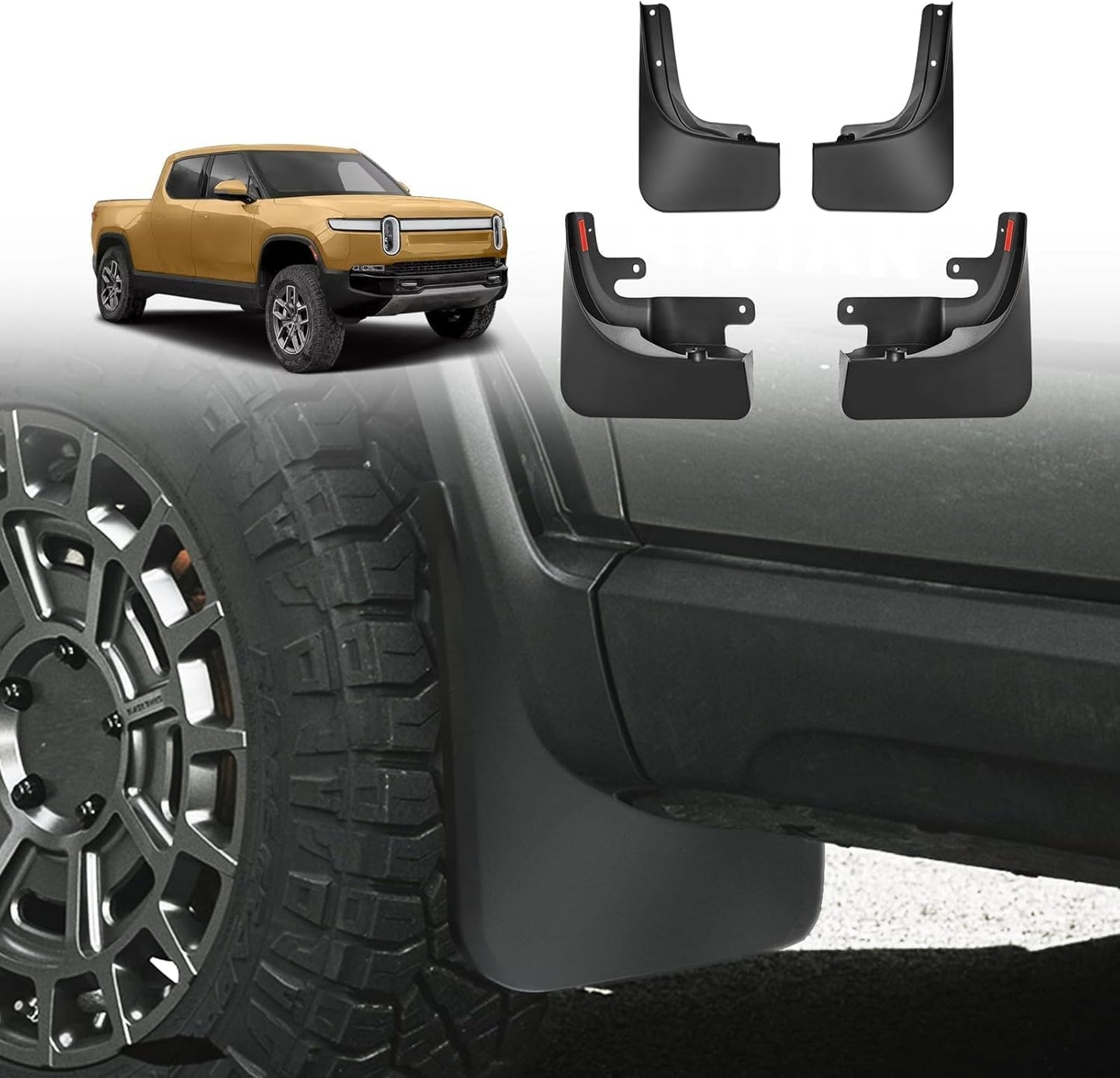 4 Faldillas Guardabarros Rivian R1T 22-25 Invierno